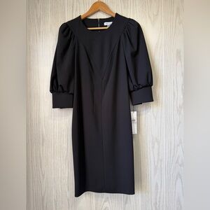 Structured Black Puff Sleeve Midi Dress Size 6 NWT – Calvin Klein